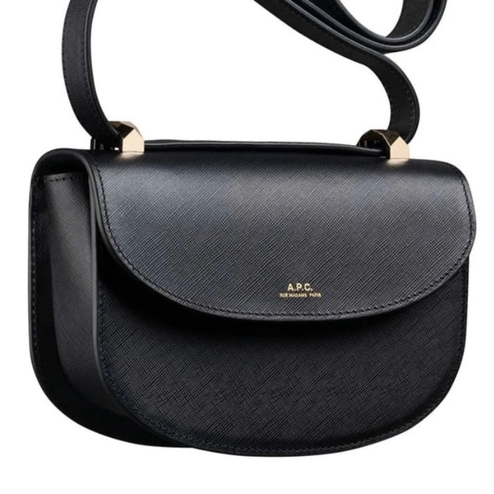A.P.C. Mini Geneve Bag embossed black leather.